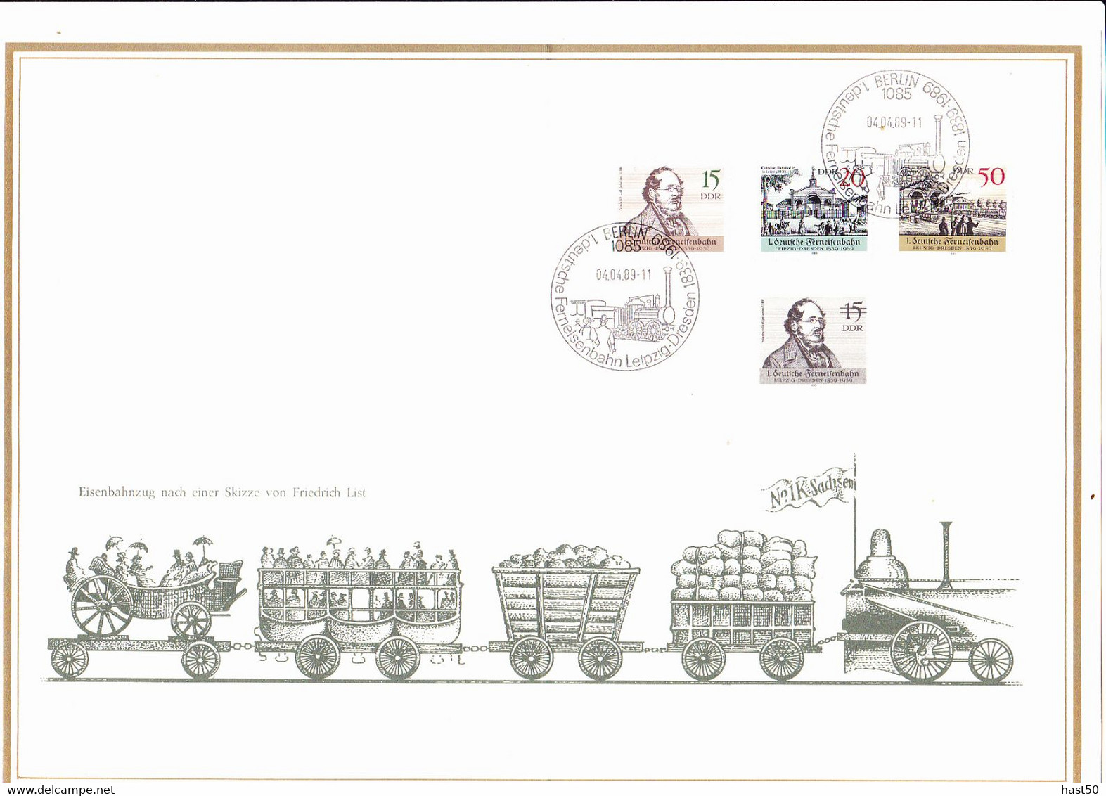 DDR GDR RDA - 200. Geburtstag Von Friedrich List (Mi.Nr. 3238/40) 1989 - ETB 1/1989 - 1e Jour – FDC (feuillets)