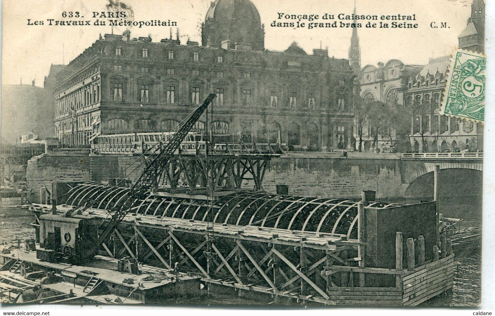 -75-PARIS  - Travaux Du Chemin De Fer Metropolitain- Fonçage Du Caisson - Pariser Métro, Bahnhöfe