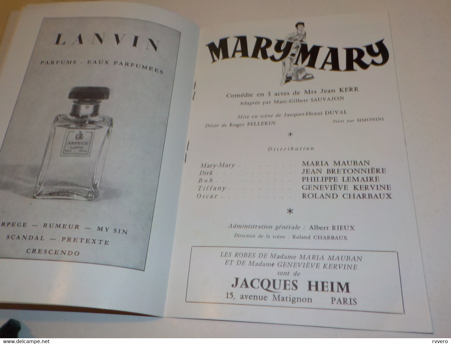 THEATRE GEORGES HERBERT MARY MARY MARIA MAUBAN ET PHILIPPE LEMAIRE - Théâtre & Déguisements