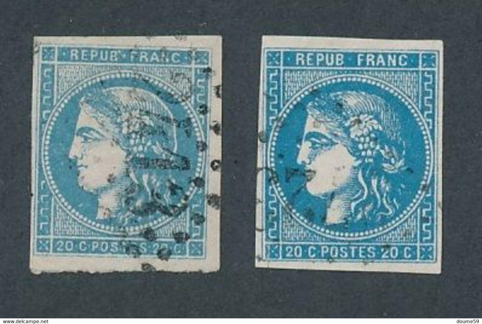 DV-16: FRANCE: Lot Avec "BORDEAUX" N°45C-46B Obl - 1870 Bordeaux Printing