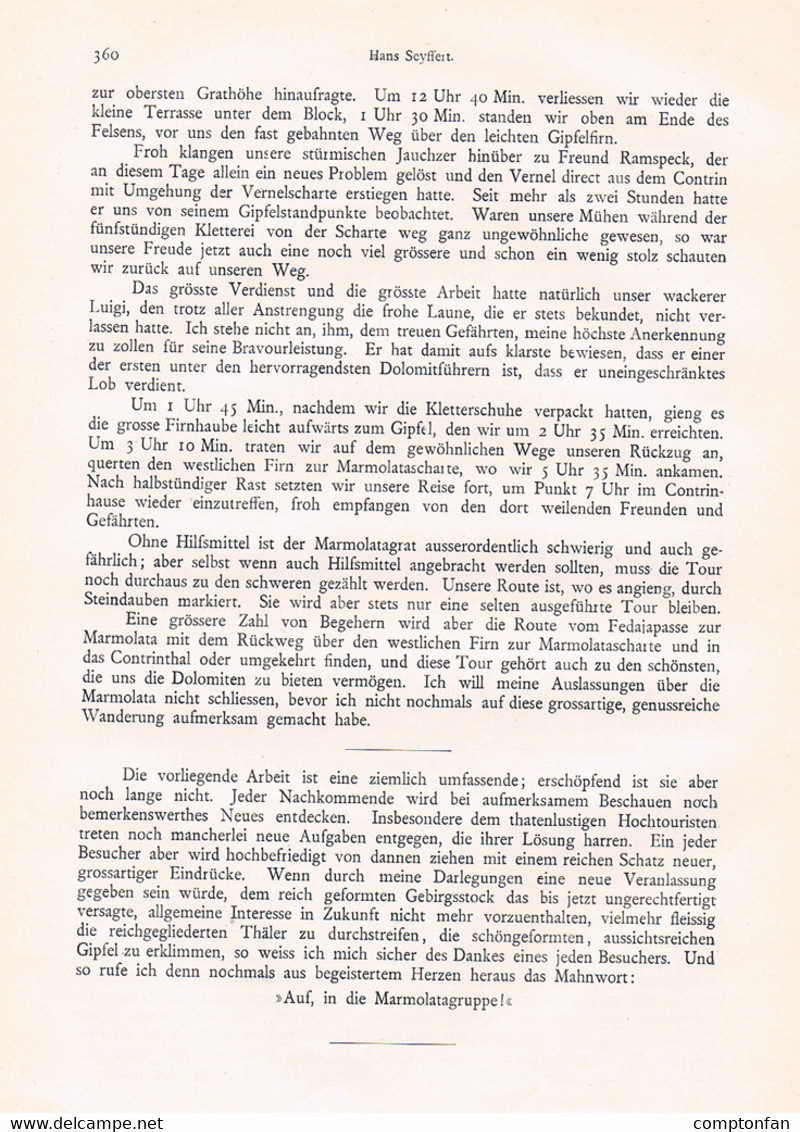 762 Seyffert Marmolata Dolomiten Trentino Südtirol Italien Artikel 1898 !!