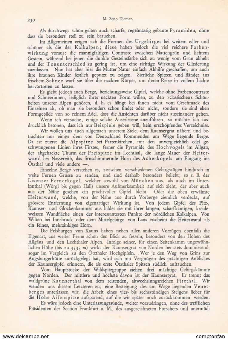 763 Zeno Diemer Kaunergrat Kaunsergrat Ötztal Ötz Kaunertal Tirol Artikel 1898 !! - Estampas & Grabados