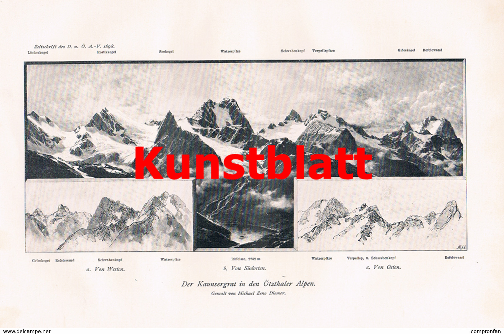 763 Zeno Diemer Kaunergrat Kaunsergrat Ötztal Ötz Kaunertal Tirol Artikel 1898 !! - Estampas & Grabados