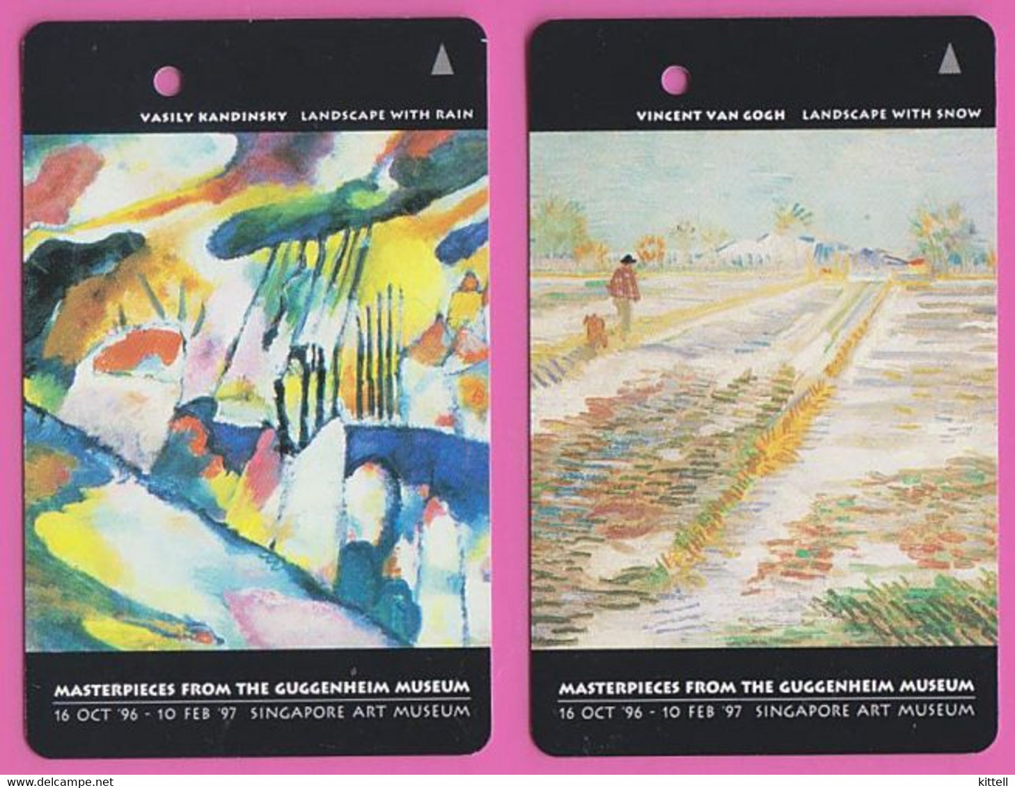 Singapore 2 Cards  Old Transport Subway Train Bus Ticket Card Transitlink Used Art Paintings Kandinsky Van Gogh - Mondo