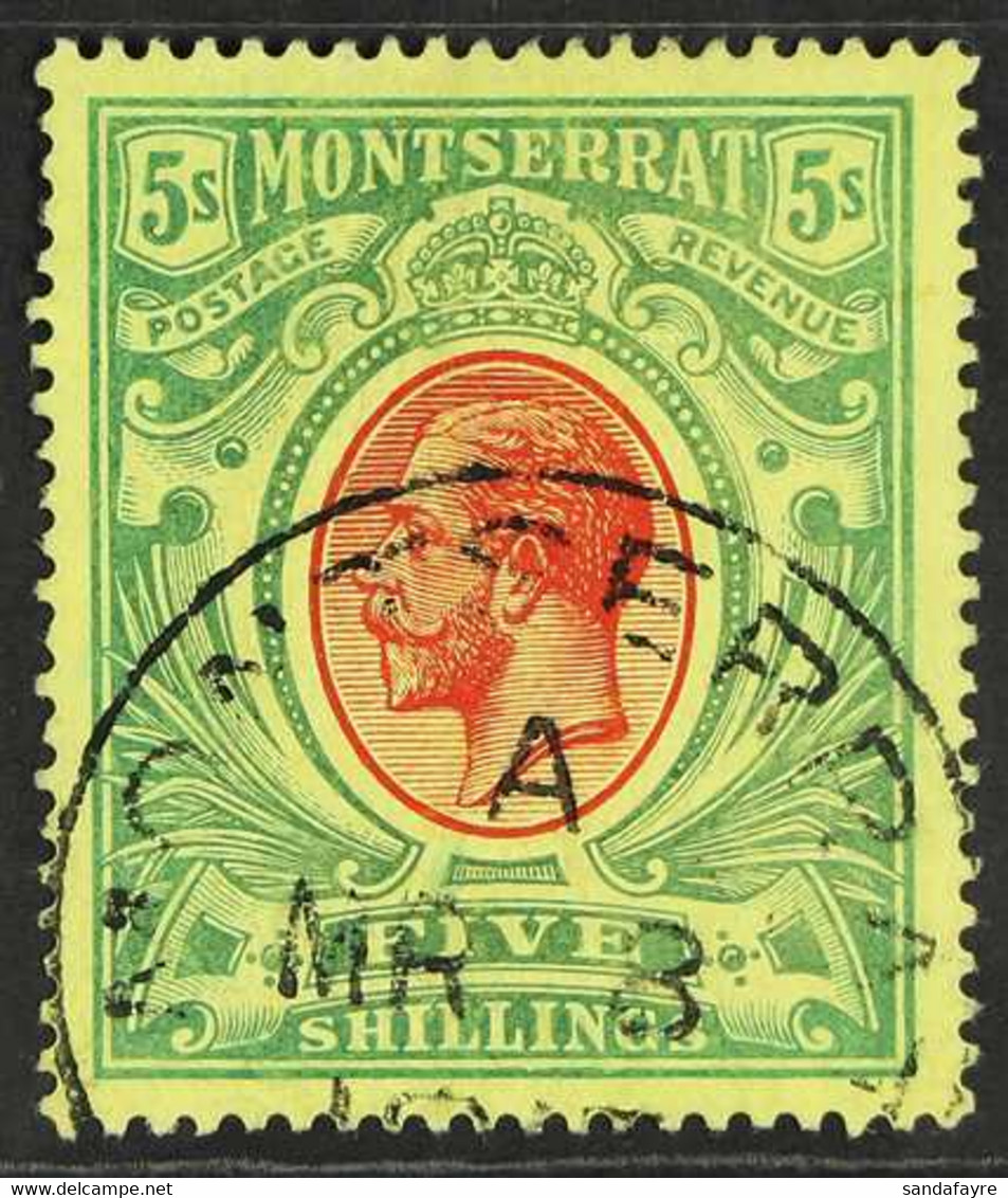 1914 5s Red And Green On Yellow, Wmk MCA, Geo V, SG 48, Very Fine Used. For More Images, Please Visit Http://www.sandafa - Montserrat