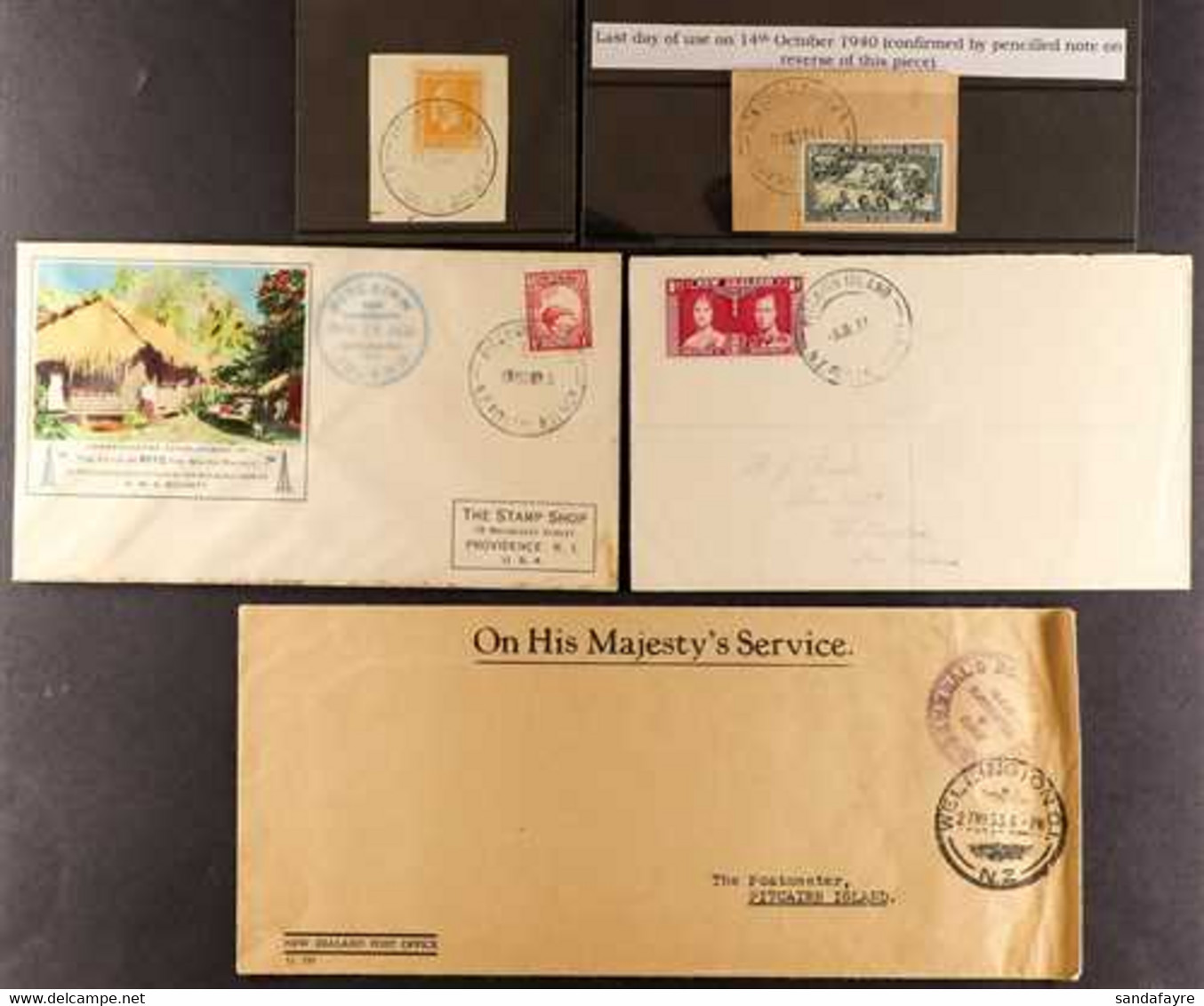 NEW ZEALAND USED IN Group Incl. 1937 1d Coronation On Cover, PITCAIRN ISLAND / N.Z. POSTAL AGENCY C.d.s., SG Z54, 1938 1 - Pitcairn