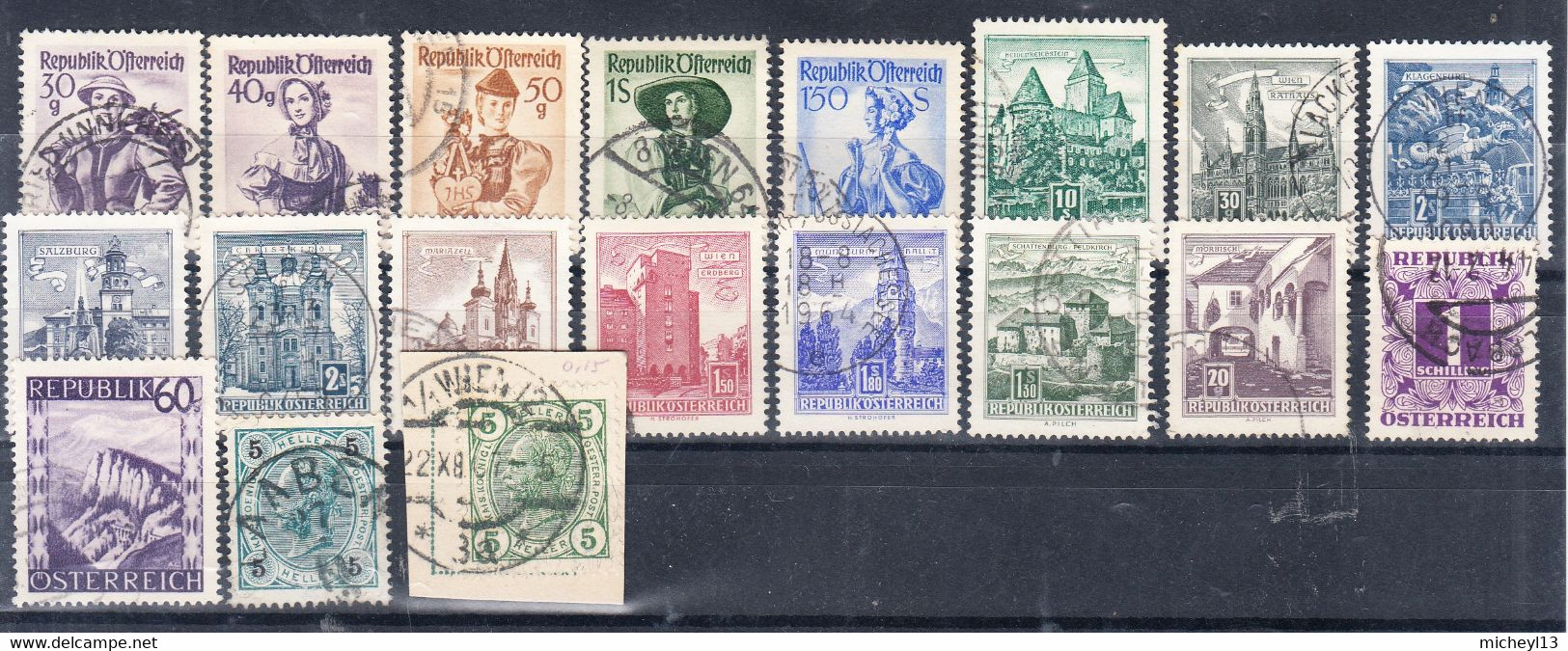 Ensemble De 19 Timbres Oblitérés D'Autriche De 1899-1900, 1948/1950 Et Des Années 1960 - Otros & Sin Clasificación