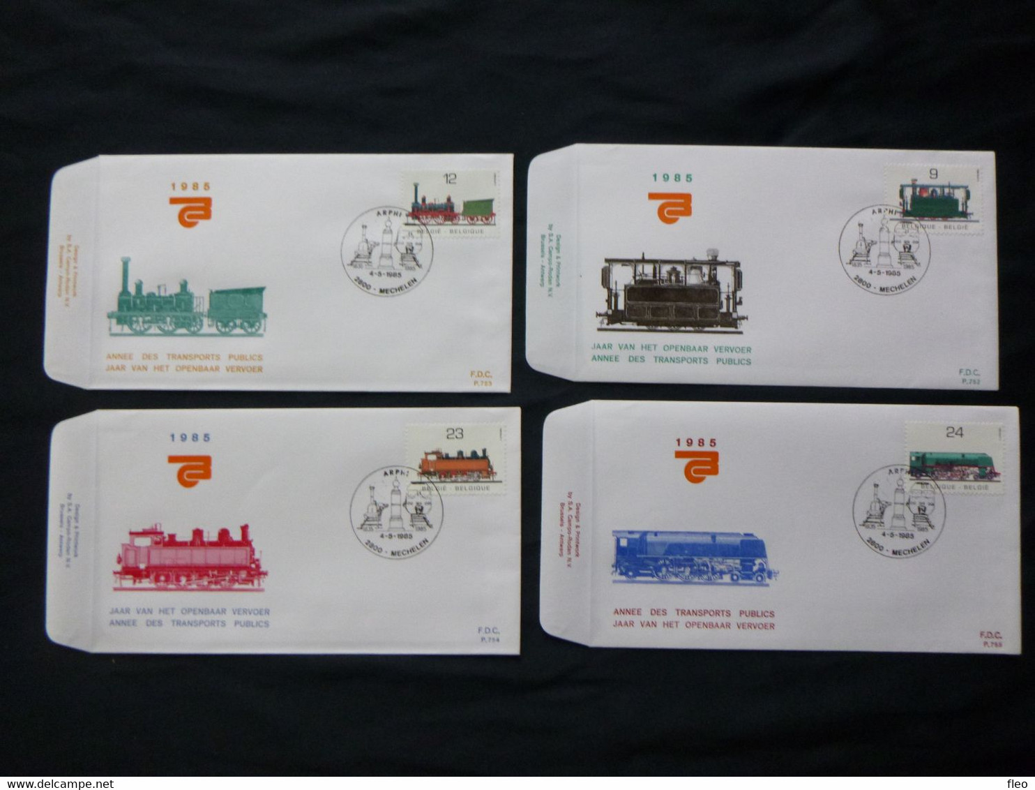 BELG.1985  2170 2171 2172 & 2173 FDC ( Mechelen )  :  " Transport : Centenaitre Des Chemins De Fer / 100 Jaar NMBS " - 1981-1990