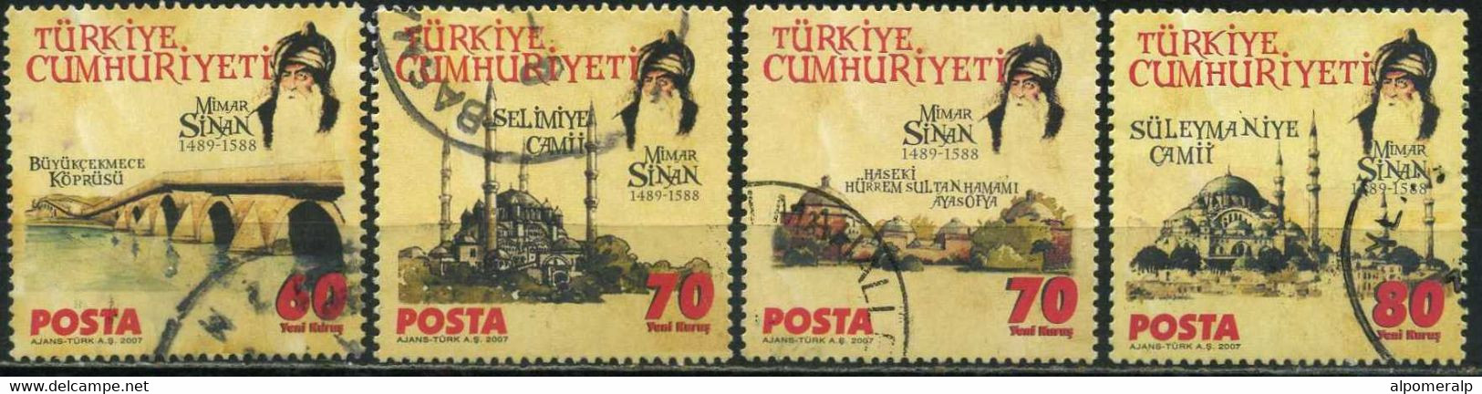 Turkey 2007 - Mi. 3623-26 O, Mimar Sinan And His Works - Used Stamps