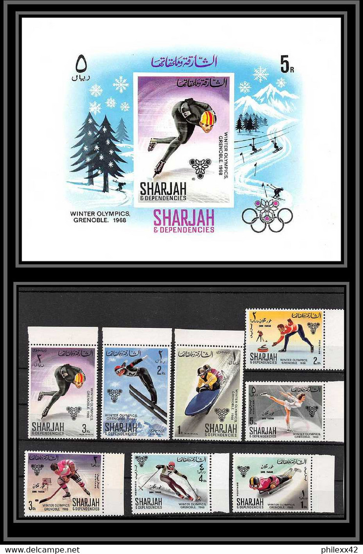 Sharjah - 2087/ N°400/407 A + Bloc 31 Overprint Grenoble 1968 Jeux Olympiques (olympic Games) Neuf ** MNH - Winter 1968: Grenoble