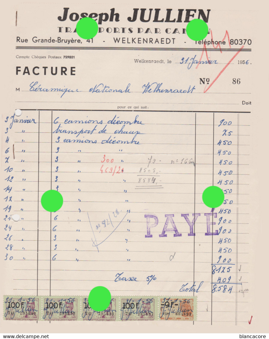 WELKENRAEDT 1956 JOSEPH JULLIEN   Transports - Trasporti