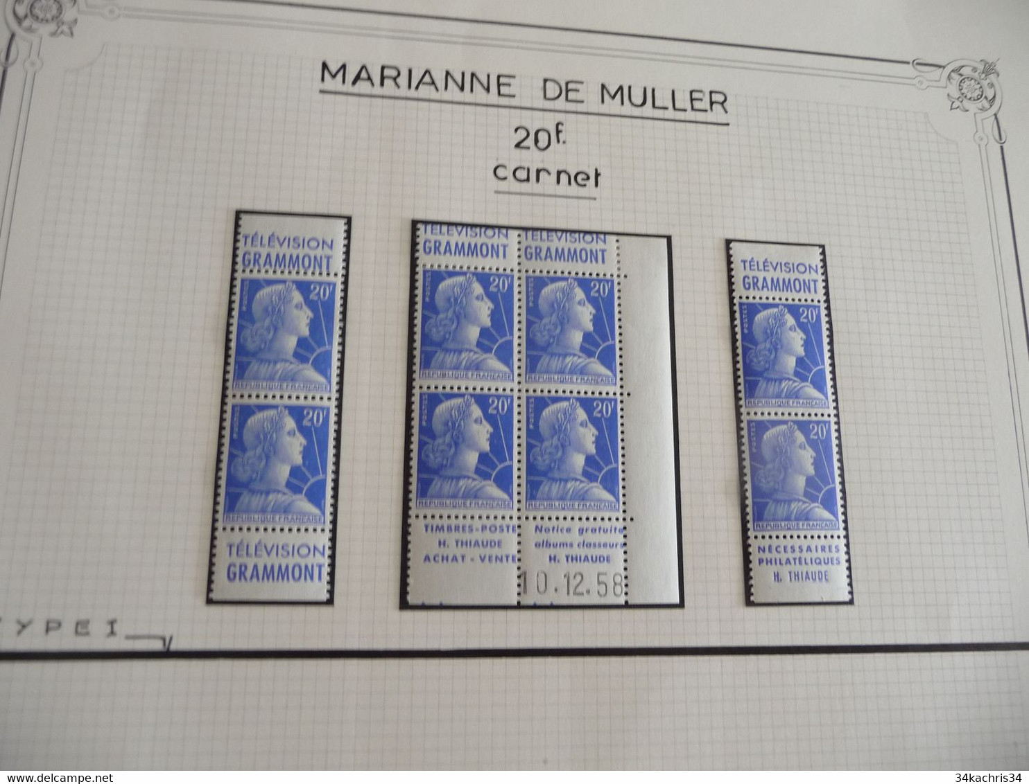 Marianne De Muller 1011 B  X 4 Paire De Carnet Pub Dont Bloc De 4  Avec Coin Daté - Altri & Non Classificati