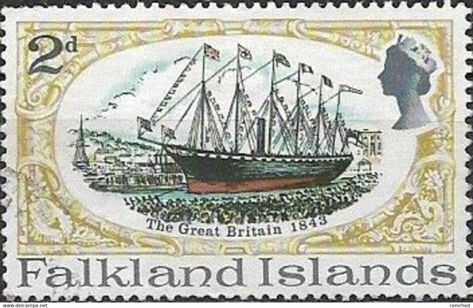 FALKLAND ISLAND 1970 SS Great Britain Restoration - 2d - S.S. Great Britain (1843) FU - Falklandeilanden