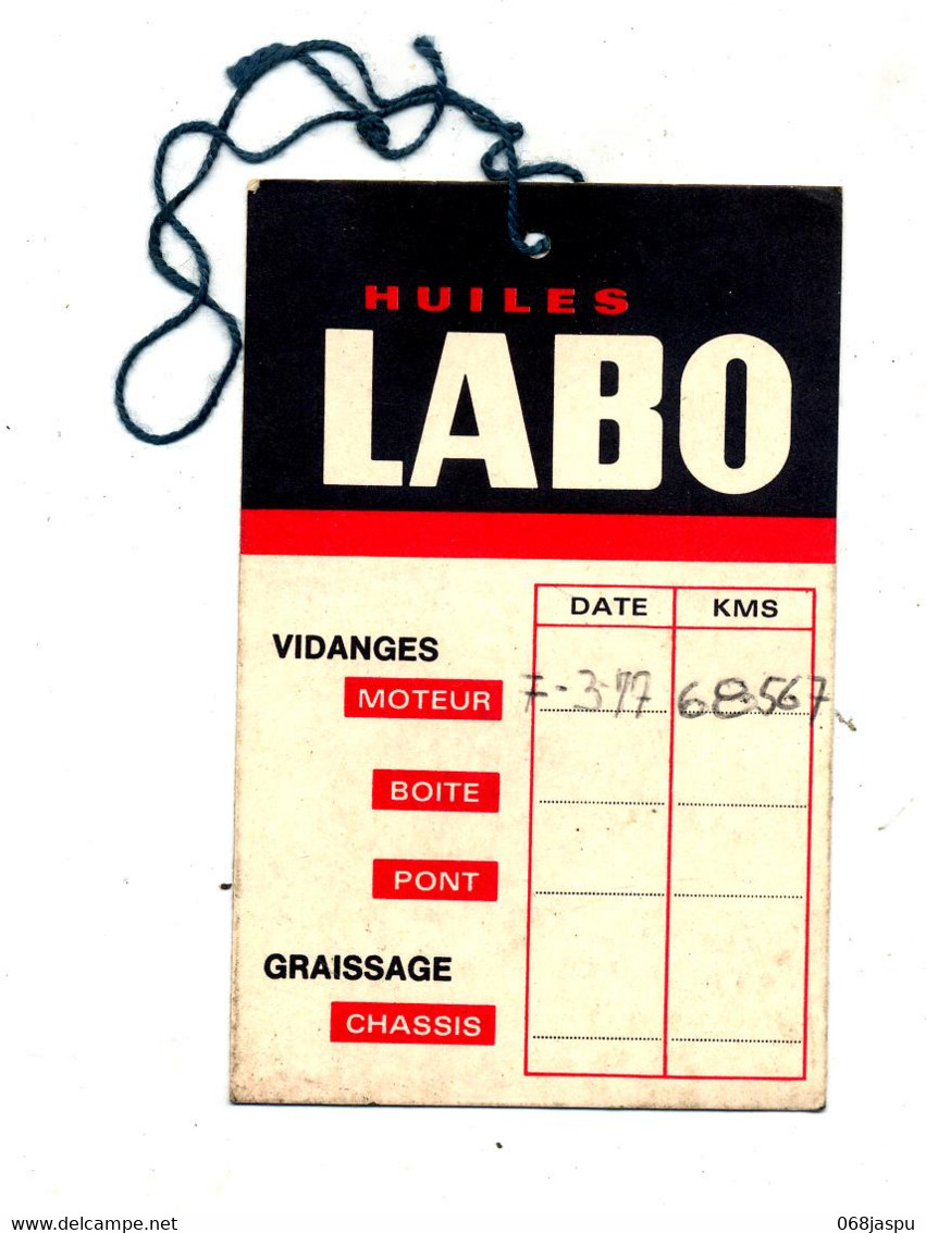 Carte De  Vidange Huile Labo - Other & Unclassified