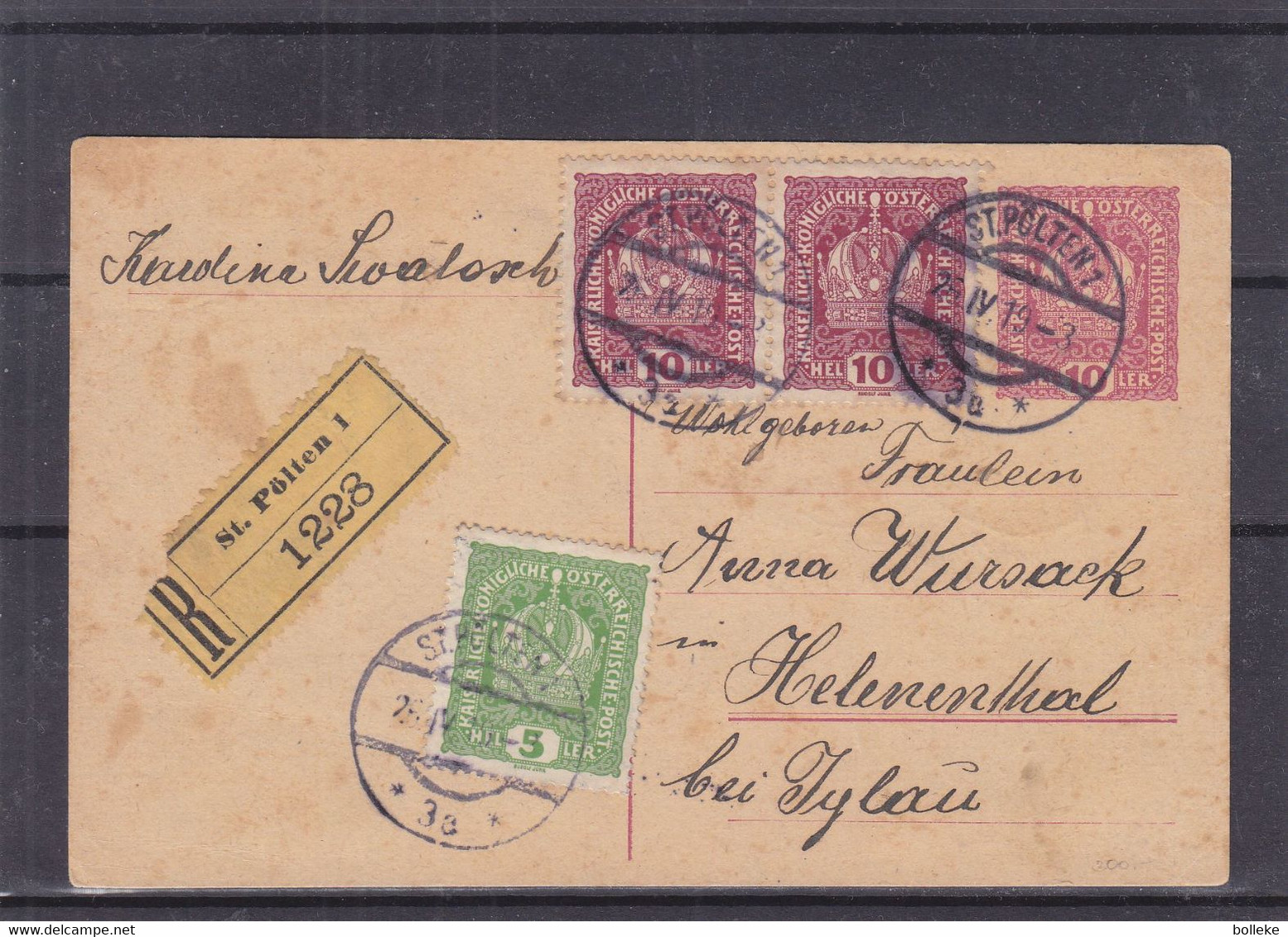 Autriche - Carte Postale Recom De 1919 - Entier Postal - Oblit St Polten - Exp Vers Helenenthal - Storia Postale