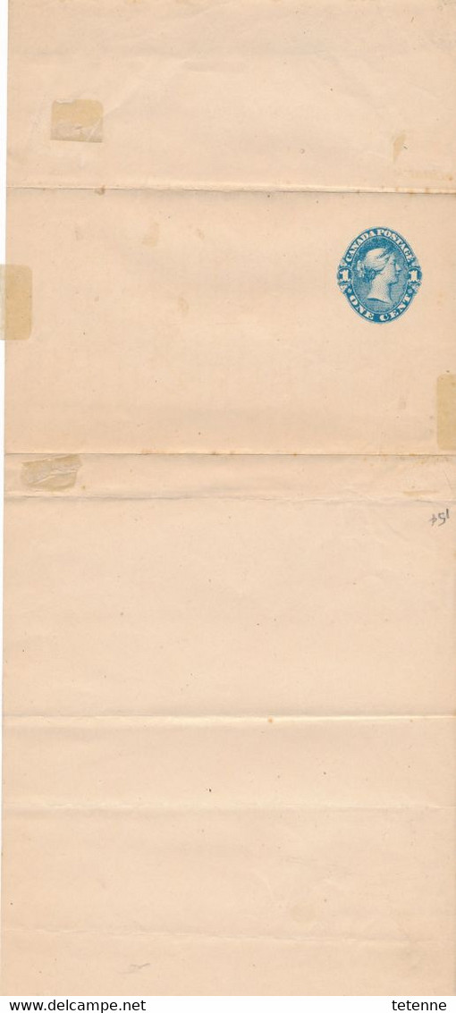 Entier Postal Bleu 1  One Cent Sur Bande Papier Du Canada - Altri & Non Classificati