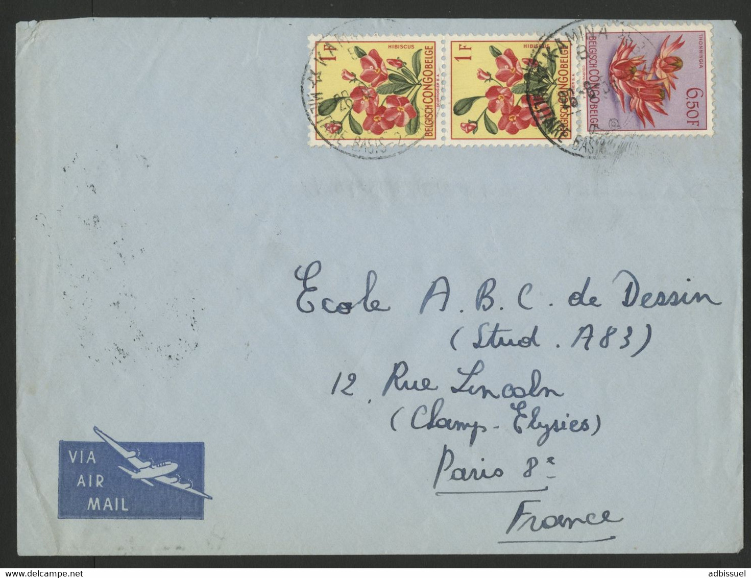CONGO BELGE "KAMINA BASE MILITAIRE 2" En 1954 (bureau Créé En 1953) Sur PAIRE Du N° 310. Sur Pli Par Avion Pour Paris. - Lettres & Documents