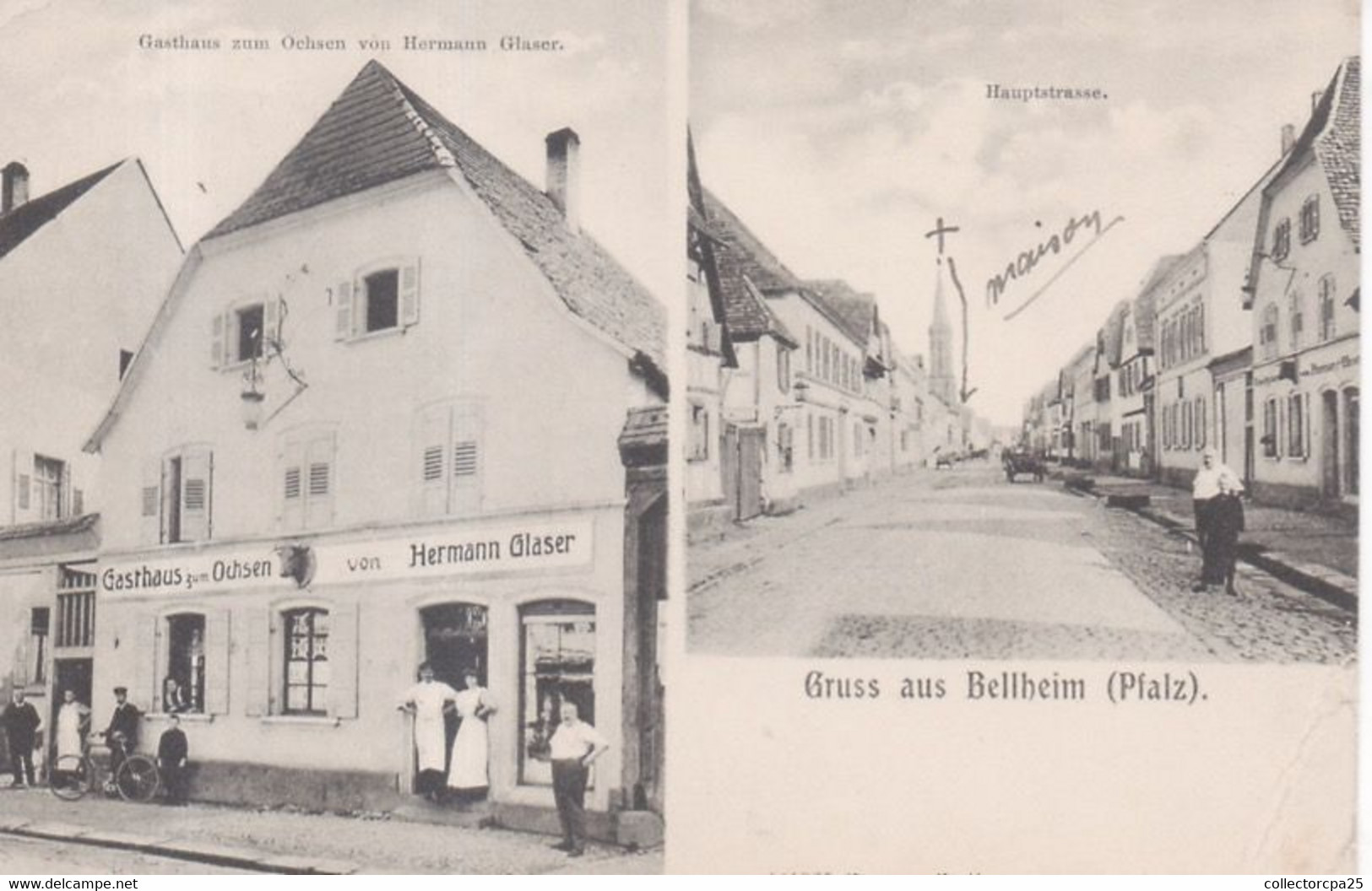 Gruss Aus Bellheim ( Pfaltz ) - Gasthaus Zum Ochsen Von Hermann Glaser / Hauptstrasse - Bellheim