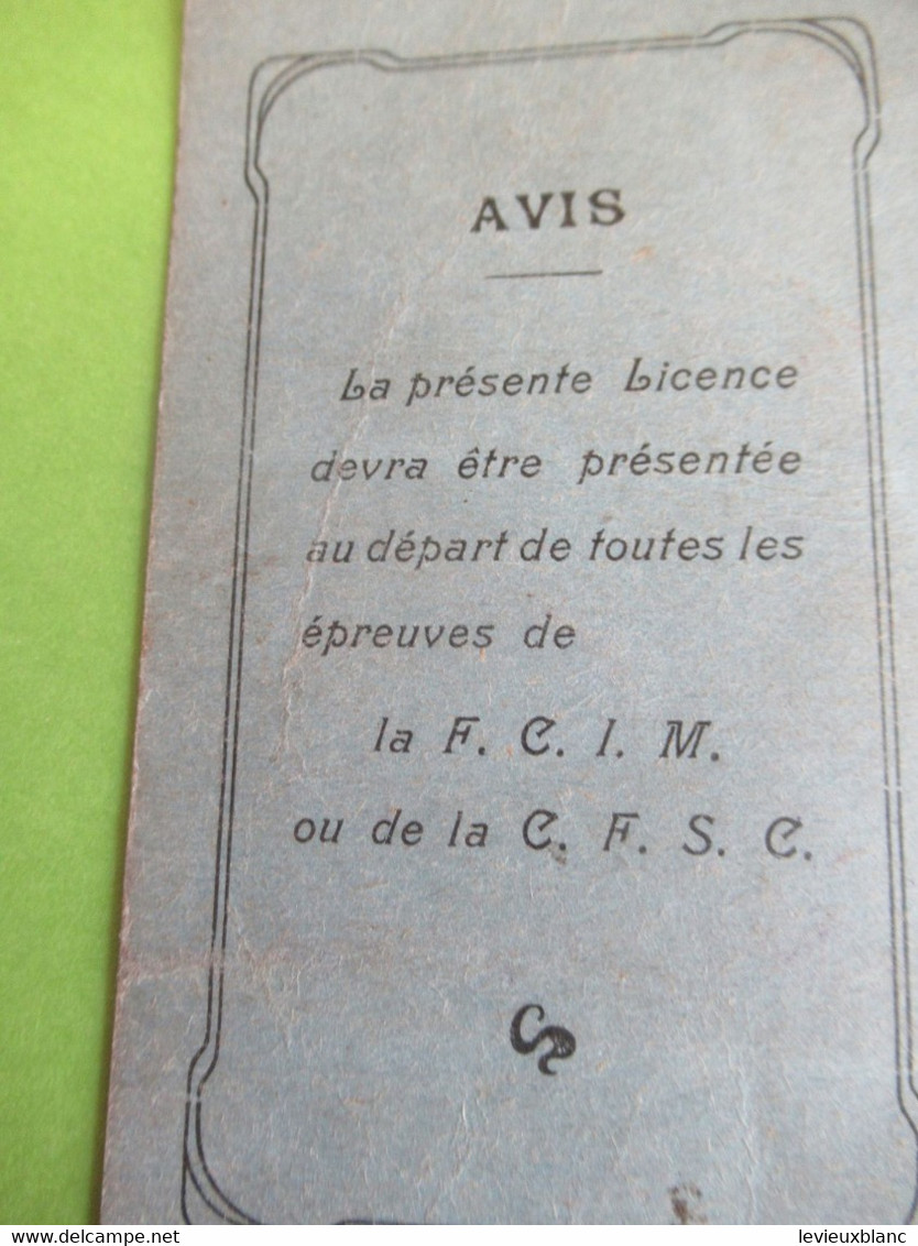 Licence/Conféd. Fr.des Sociétés Cyclistes/Fédé. Cycliste Indépendante Du Midi/JOYEROT/Marseille/1914               AC153 - Ciclismo