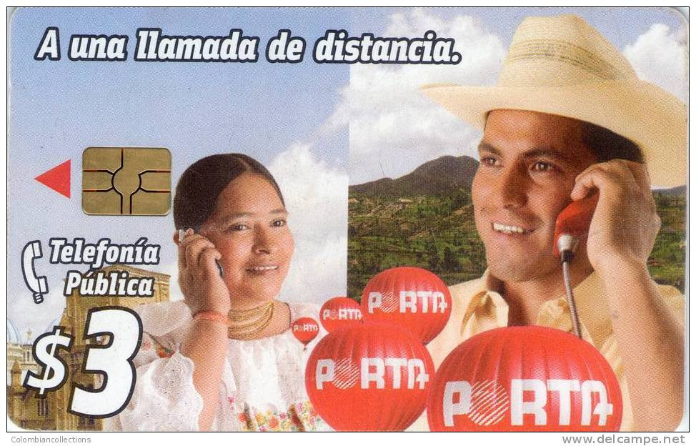 Lote TTE80, Ecuador, Tarjeta Telefonica, Phone Card, Porta, A Una Llamada, Used, Not Perfect Card - Equateur