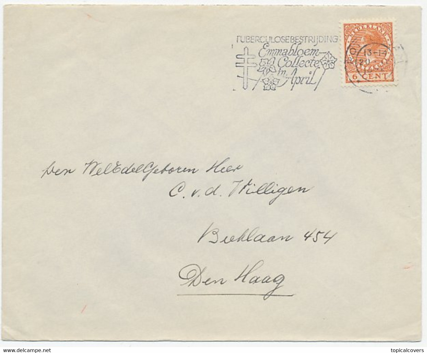 Cover / Postmark Netherlands 1935 TBC - Tuberculosis Control - Other & Unclassified