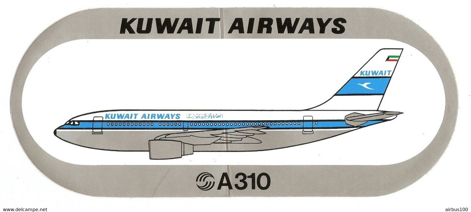 AUTOCOLLANT ADHÉSIF STICKER AVIATION AVION COMPAGNIE KOWEIT KUWAIT AIRWAYS AIRBUS A310 - 9 X 21 Cm - Stickers