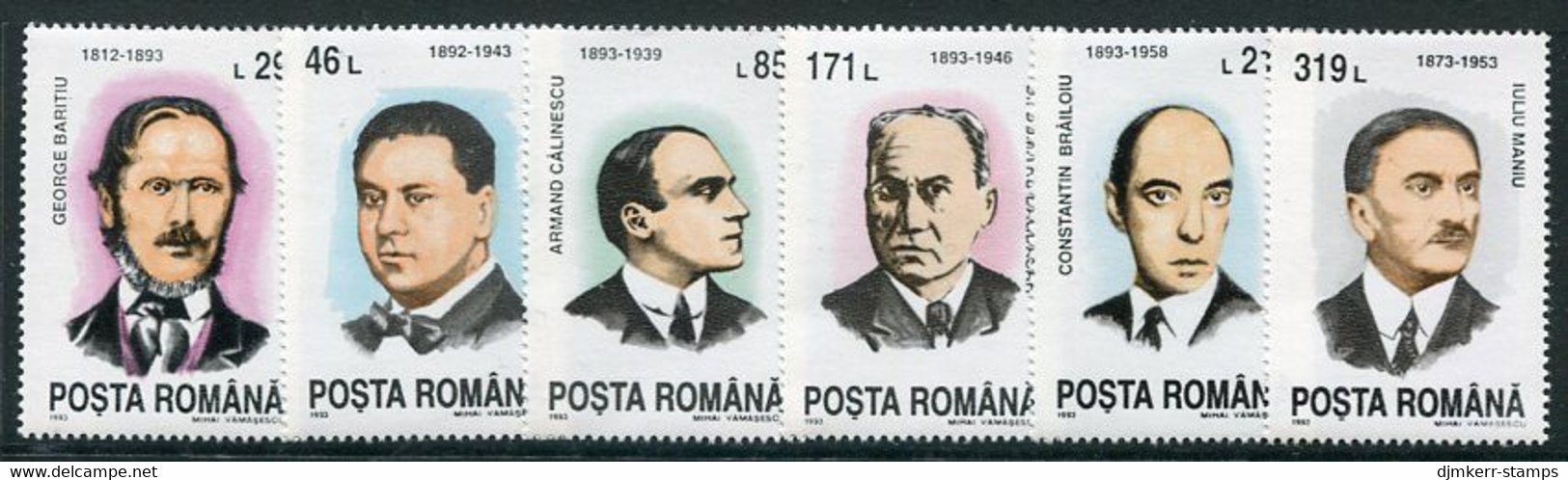 ROMANIA 1993 Personalities MNH / **.  Michel 4924-29 - Unused Stamps