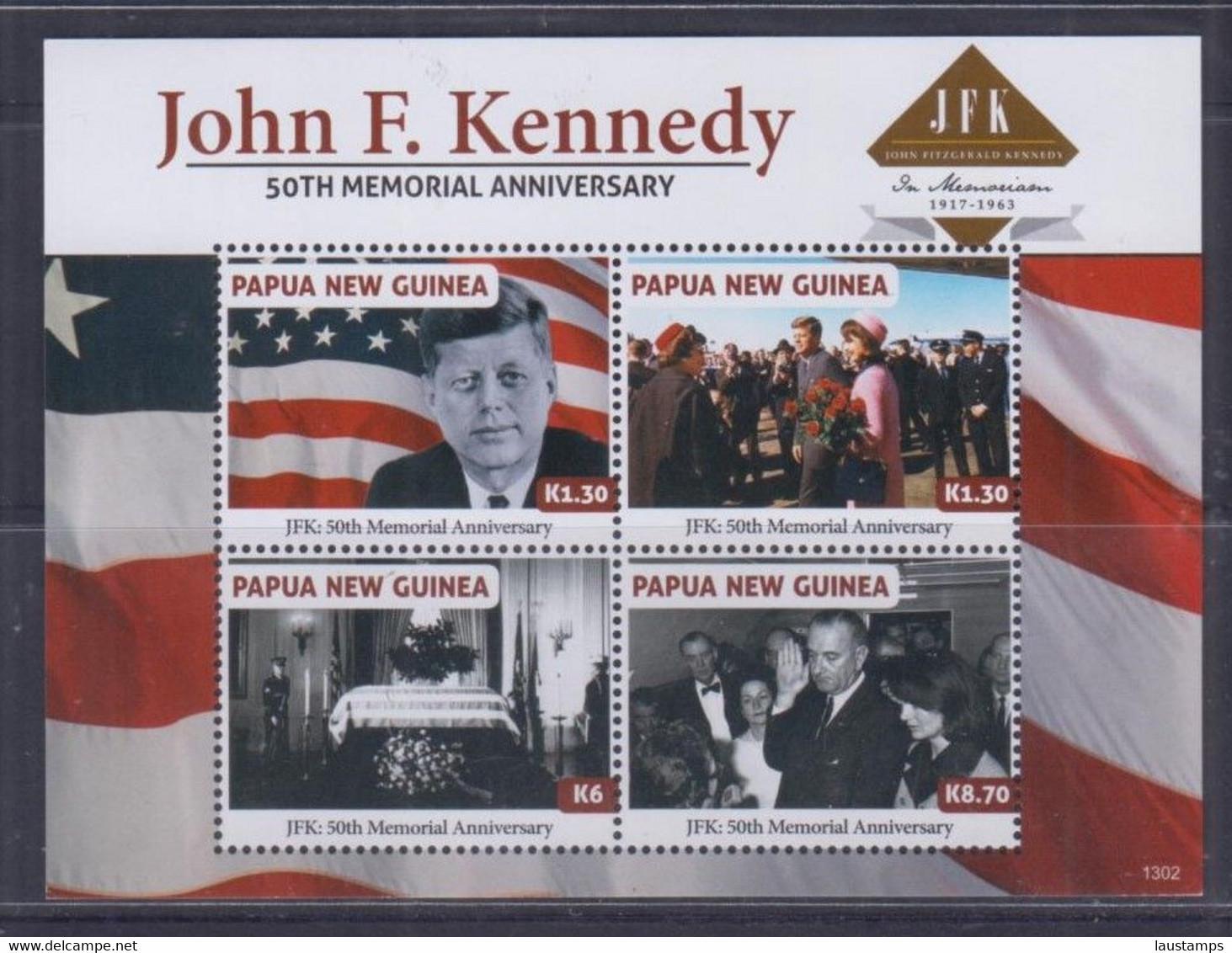 Papua New Guinea 2013 JFK 50th Memorial Anniversary Sheetlet MNH - Papua New Guinea