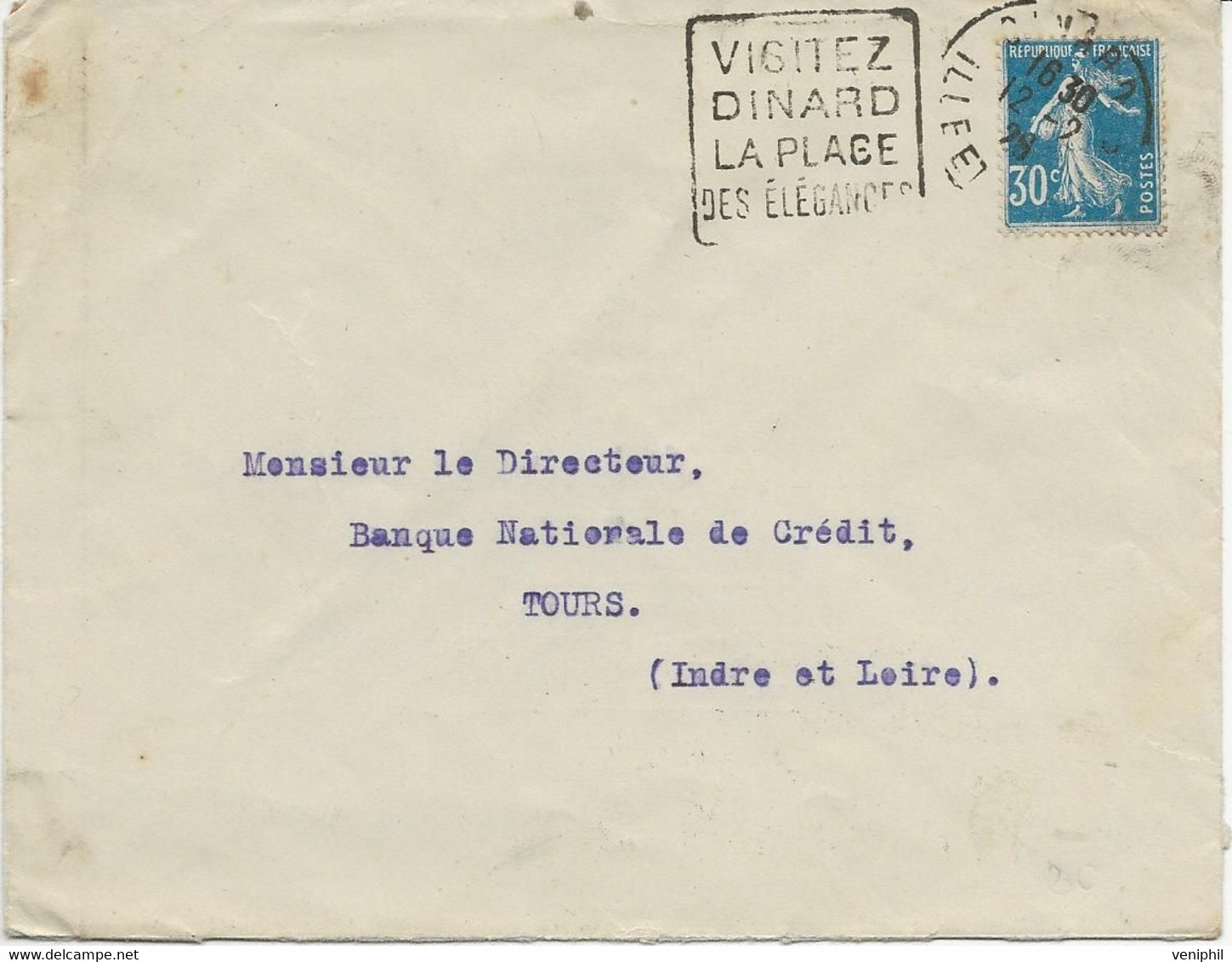 LETTRE OBLITERATION DAGUIN " VISITEZ DINARD LA PLAGE DES ELEGANTES - 1928 - Mechanical Postmarks (Other)