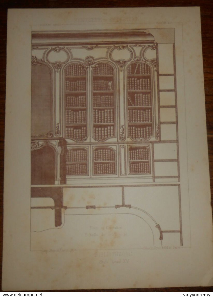 Bibliothèque Style Louis XV. Menuiserie - Ebénisterie.  1887. - Other Plans