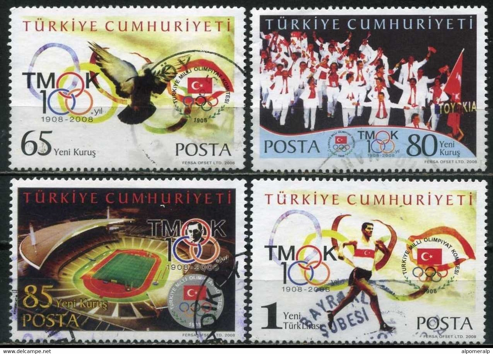 Turkey 2008 - Mi. 3667-70 O, National Olympic Commitee Of Turkey, Centenary - Used Stamps