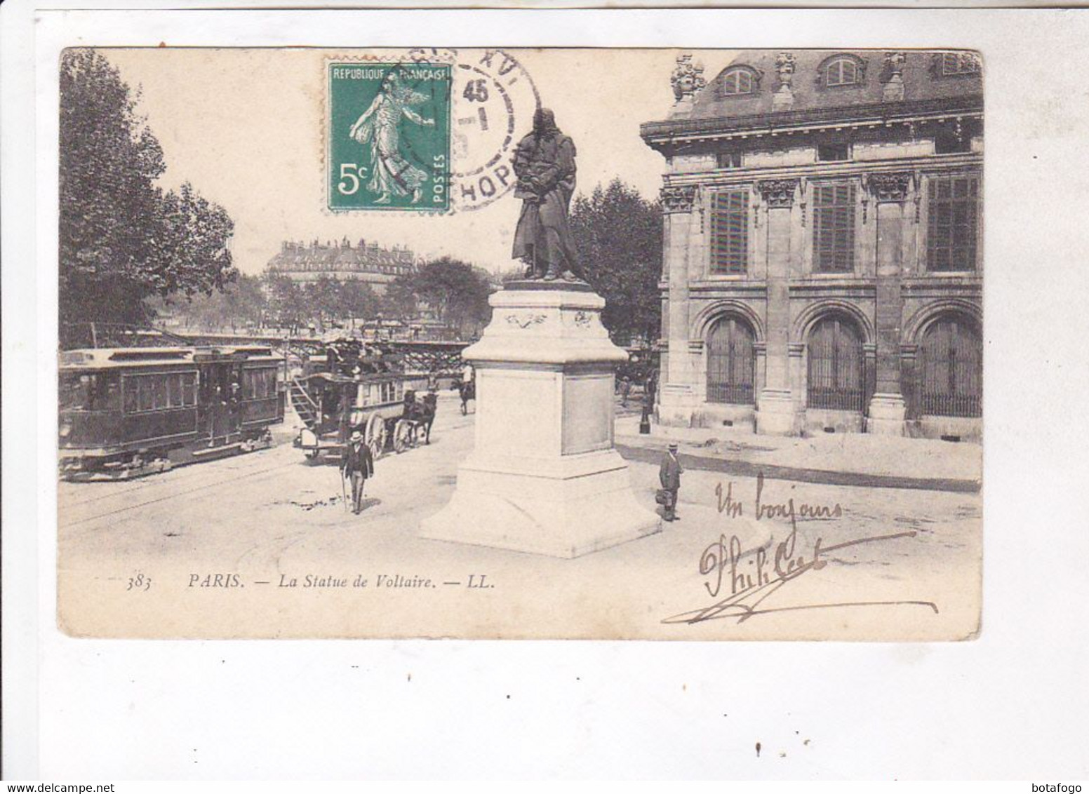 CPA PARIS  LA STATUE DE VOLTAIRE En 1910! - Autres Monuments, édifices