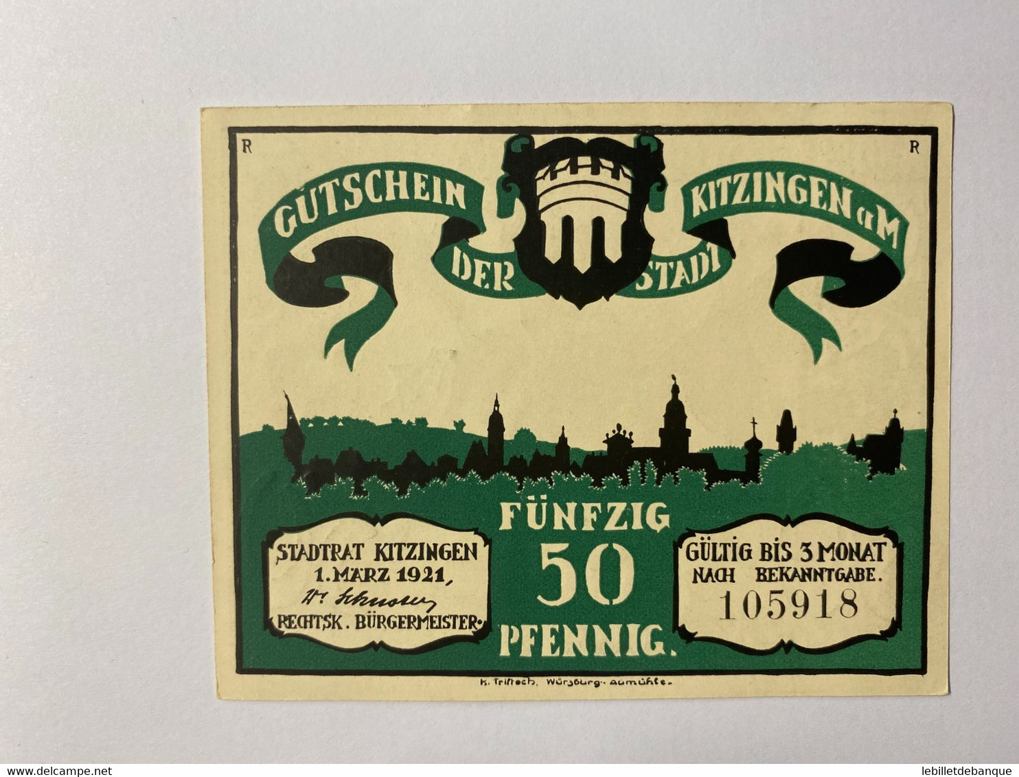 Allemagne Notgeld Kitzingen 50 Pfennig - Collections