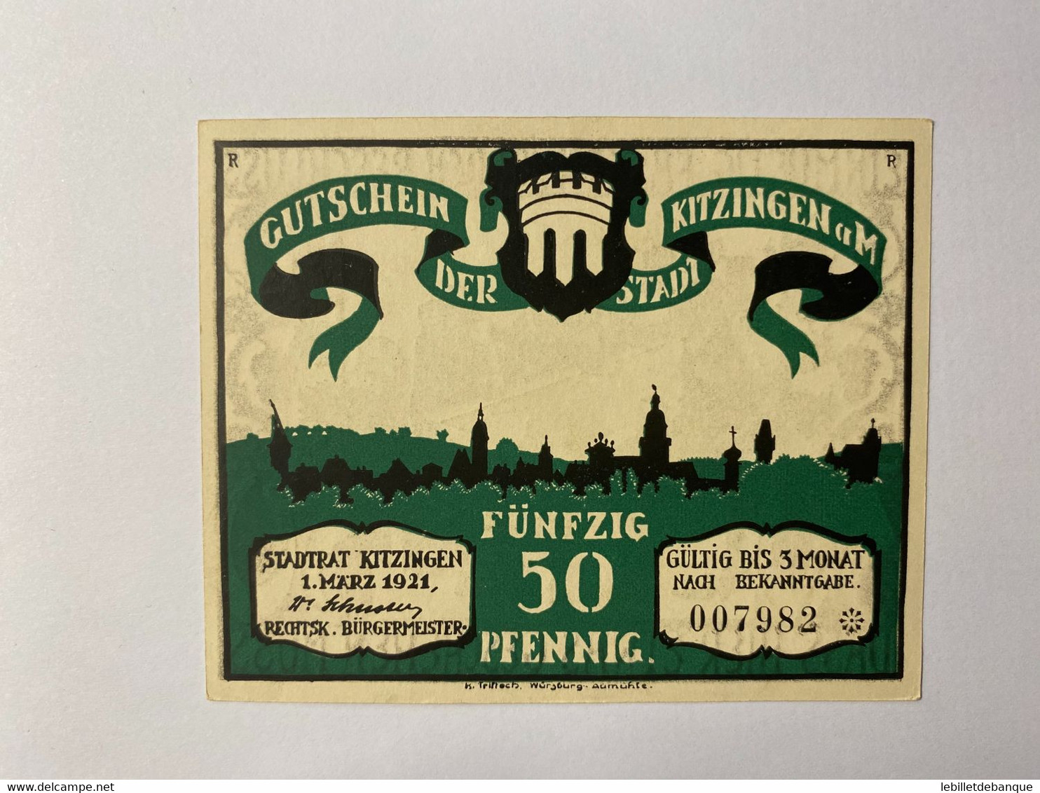 Allemagne Notgeld Kitzingen 50 Pfennig - Collections