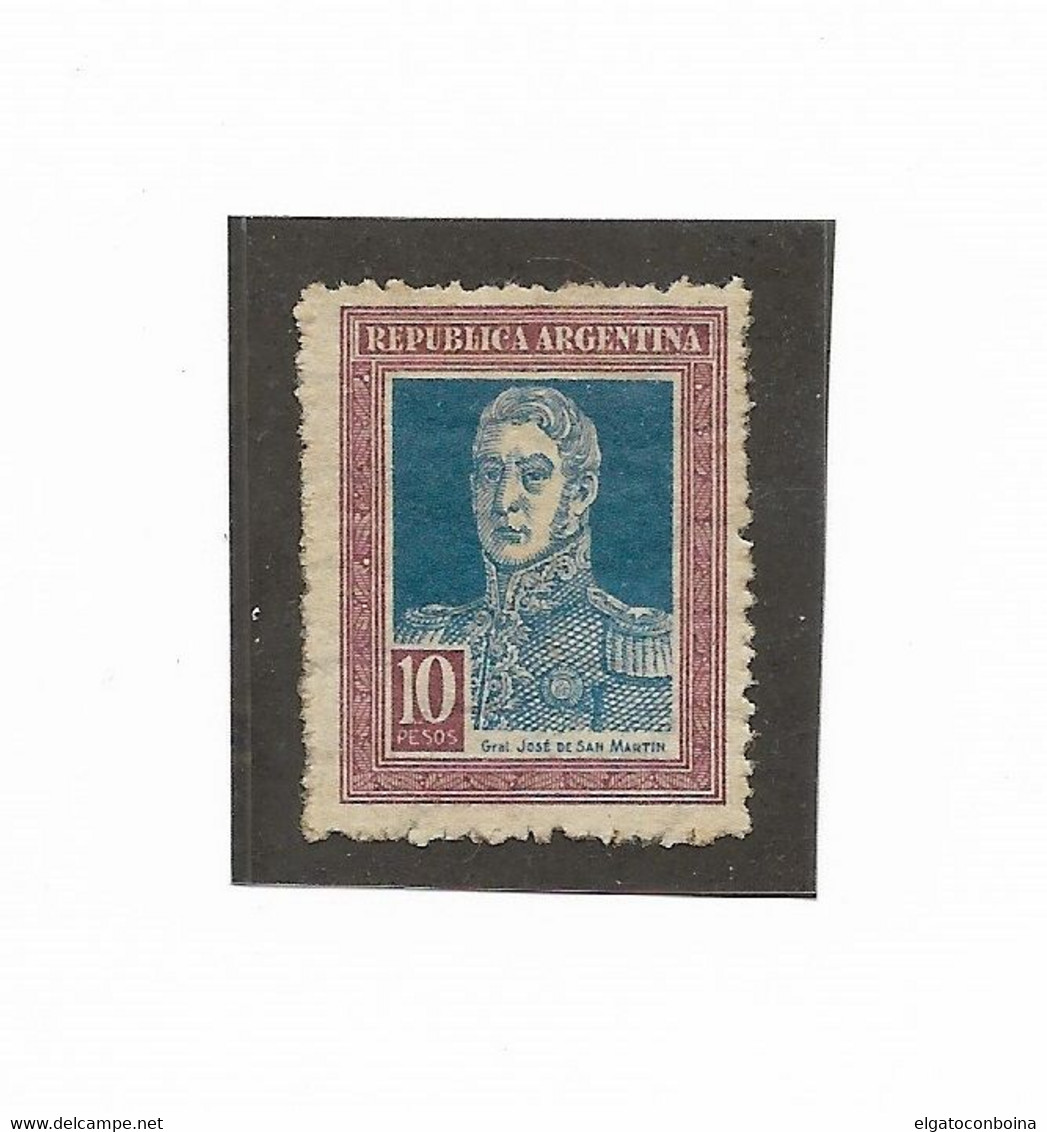 ARGENTINA 1923 SAN MARTIN 10 PESOS MINT HINGED - Unused Stamps