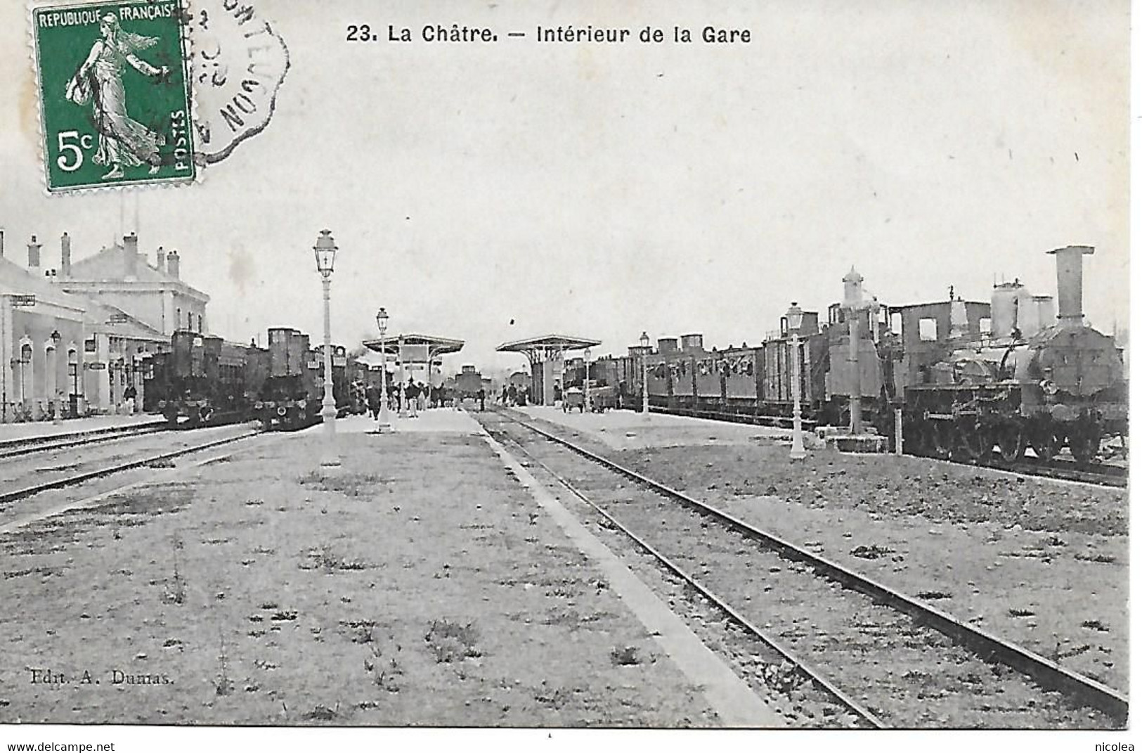 36 - INDRE - LA CHATRE - LIGNE ARGENTON LA CHATRE - INTERIEUR DE LA GARE  EDIT. A. DUMAS  -1908 -  BEAU PLAN - T.B.E. - La Chatre