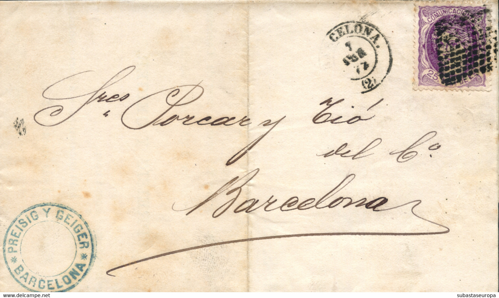 Ø 106 En Carta Correo Interior, El 1/6/1872. Mat. R.P. Precioso Impreso. - Cartas & Documentos