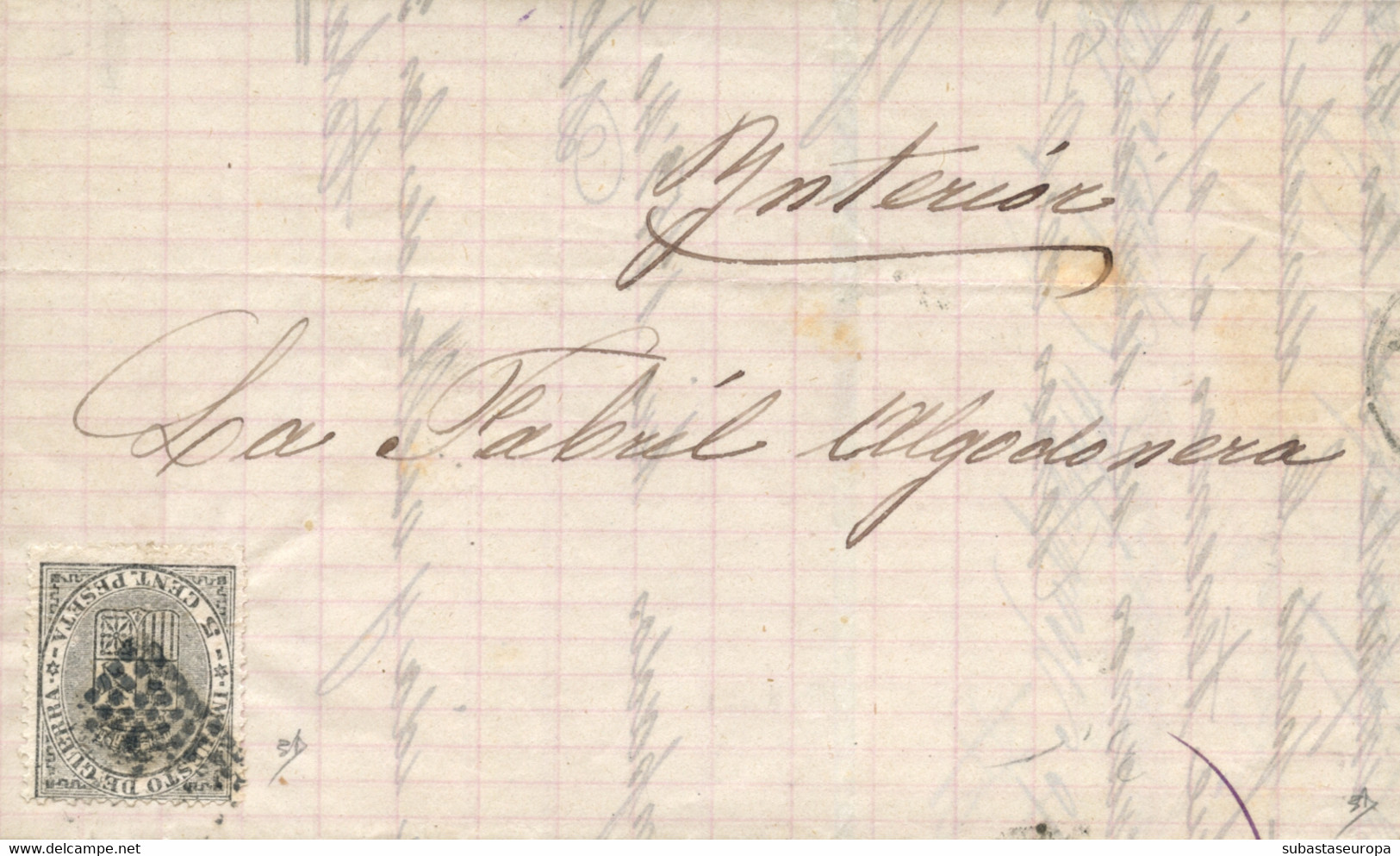 Ø 141 En Carta Correo Interior De Barcelona, El 10/11/1874. Mat. R.P. Franqueo Improcedente Y Exclusivo Con Sello De Imp - Briefe U. Dokumente