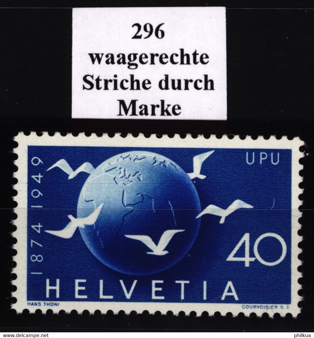 296 "waagrecdhte Striche Durch Den Globus Im Oberen 1/4" - Postfrisch/**/MNH - Variétés