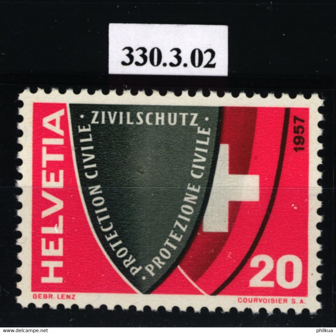 330.3.02 "Retouche Im Roten Wappenschild über Kreuzende " - Postfrisch/**/MNH - Varietà