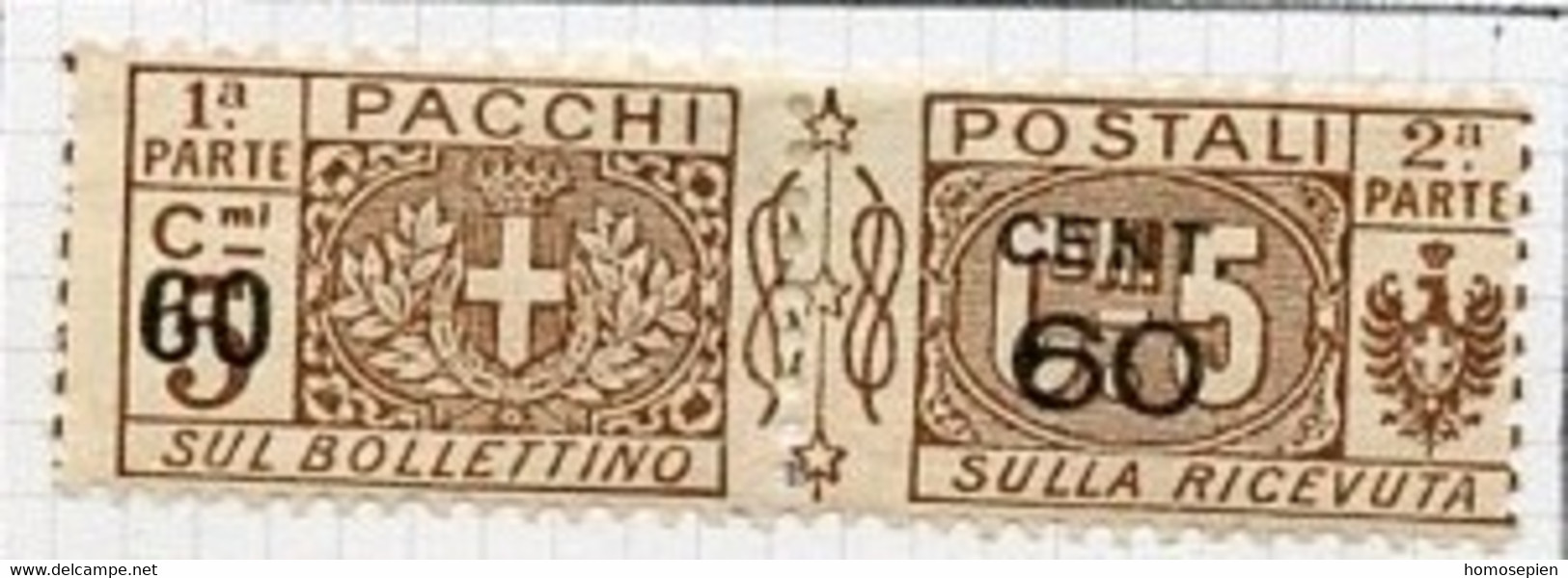 Italie - Italy - Italien Colis Postaux 1923-25 Y&T N°CP21 - Michel N°PK21 * - 60cs3c Pacchi+Postali - Paketmarken