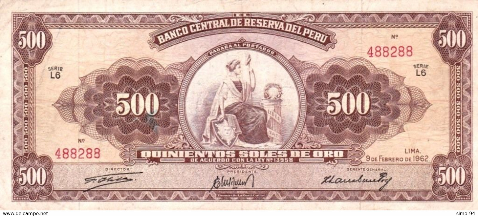 Peru P.87 500 Soles 1962 Xf - Perú