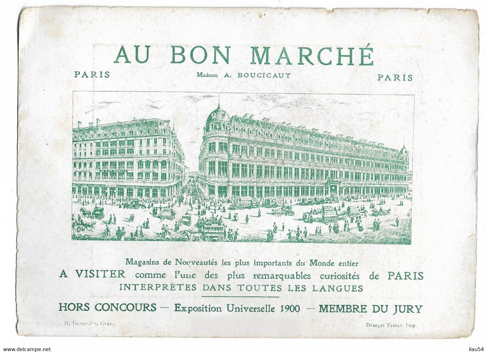 Carte Publicitaire 11,7x16,2 Cm AU BON MARCHE Paris 7e LA MERE LABORIEUSE - Arrondissement: 07