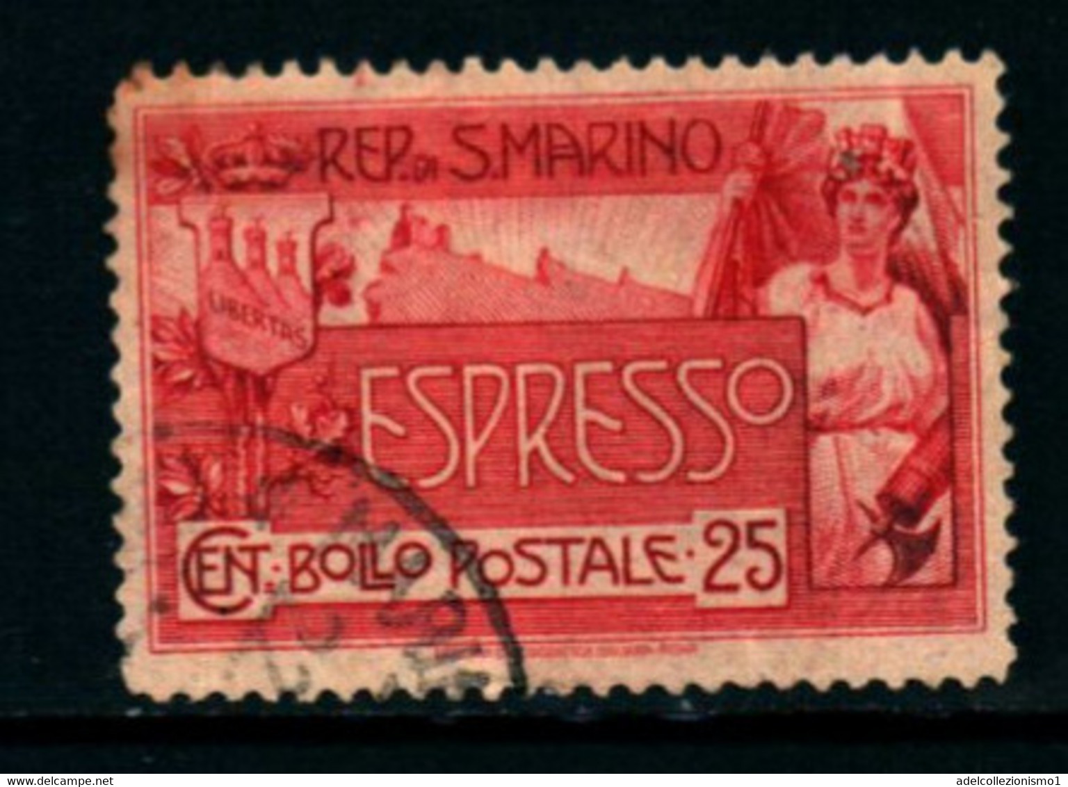 20827) SAN MARINO-25 C. Monte Titano - ESPRESSI - 25 Aprile 1907 Serie In Dettaglio-SERIE COMPLETA USATA- - Oblitérés
