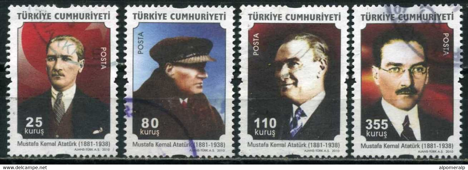 Türkiye 2010 Mi 3834-3837 Mustafa Kemal ATATÜRK - Gebraucht