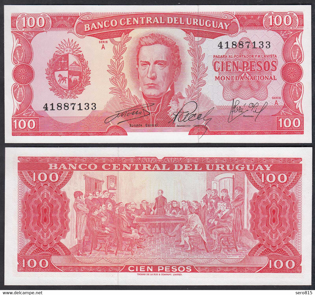 Uruguay - 100 Pesos Banknote (1967) UNC Pick 47    (23228 - Otros – América