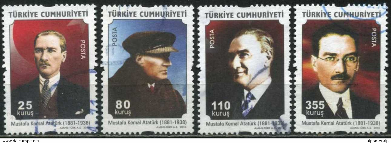 Türkiye 2010 Mi 3834-3837 Mustafa Kemal ATATÜRK - Used Stamps