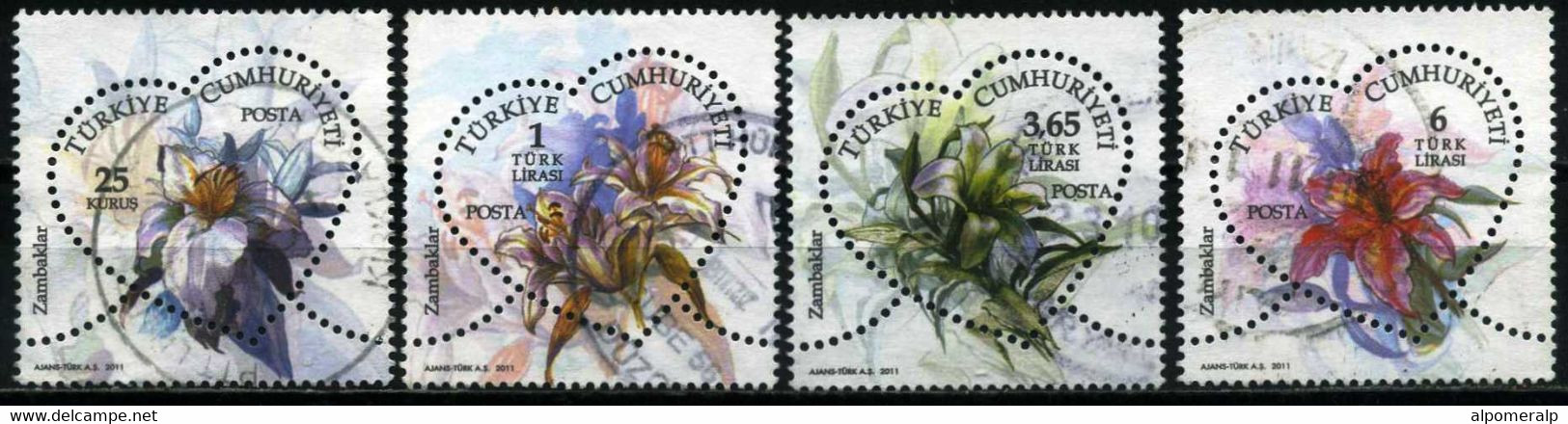 Turkey 2011 Mi 3869-3872 Heart, Lily. Flower, Plant (Flora) - Used Stamps