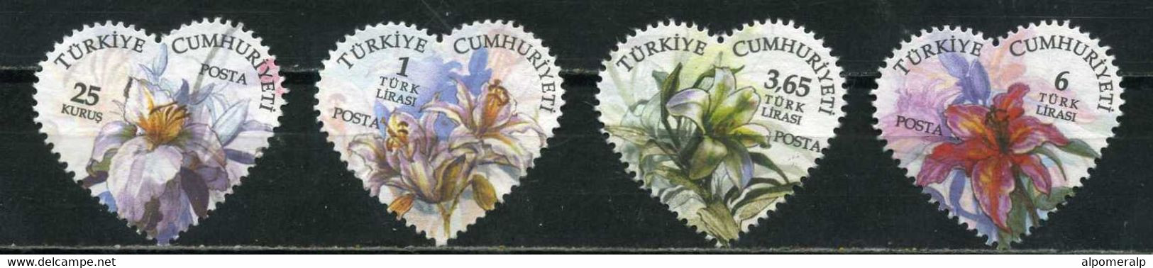 Turkey 2011 Mi 3869-3872 Heart, Lily. Flower, Plant (Flora) - Used Stamps