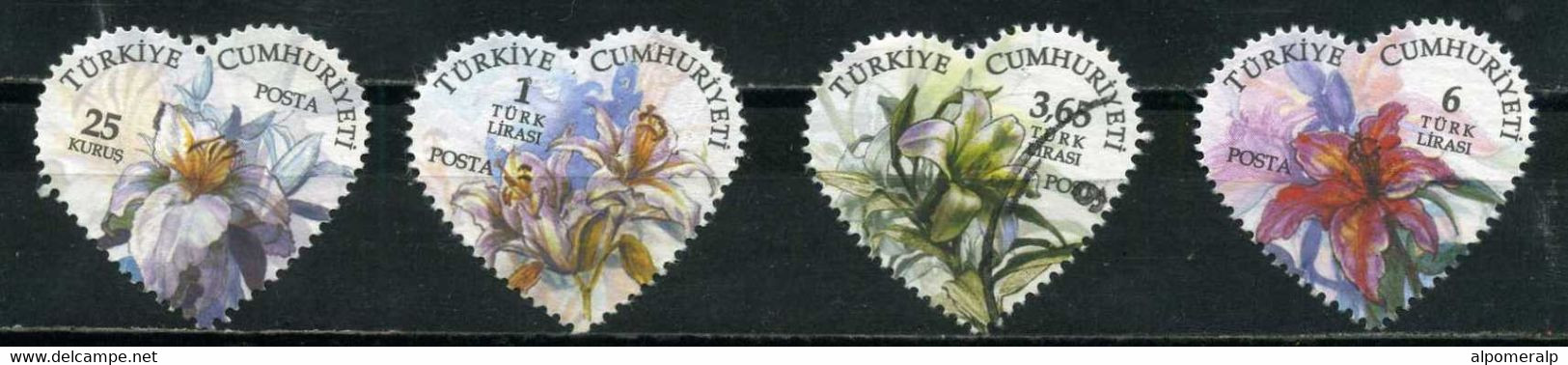 Turkey 2011 Mi 3869-3872 Heart, Lily. Flower, Plant (Flora) - Oblitérés